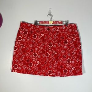 Woman Within Red Bandana Print Mini Skirt